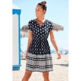 thumbnail image 2 of LASCANA Women's V-Neck Patterned Dress Contrast Trim, 2 of 5