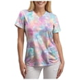 thumbnail image 6 of COMVALUE Cozy Fit Plus Size Scrub Shirts Medical Uniforms Tops Print Scrubs with Design (Pink, XL), 6 of 7