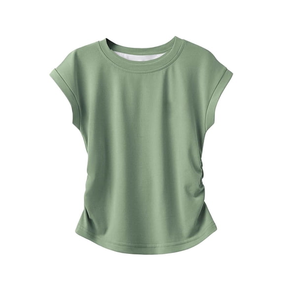 Girls' Solid Color T Shirt Summer Crewneck 3 13 Years Old Clothes