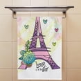 thumbnail image 4 of Absorbent Soft Hand Fingertip Towels, 2 Pcs Face Bath Towels Set Watercolor Eiffel Tower Washcloths for Bathroom Hotel Kitchen, 30"x15", 4 of 6