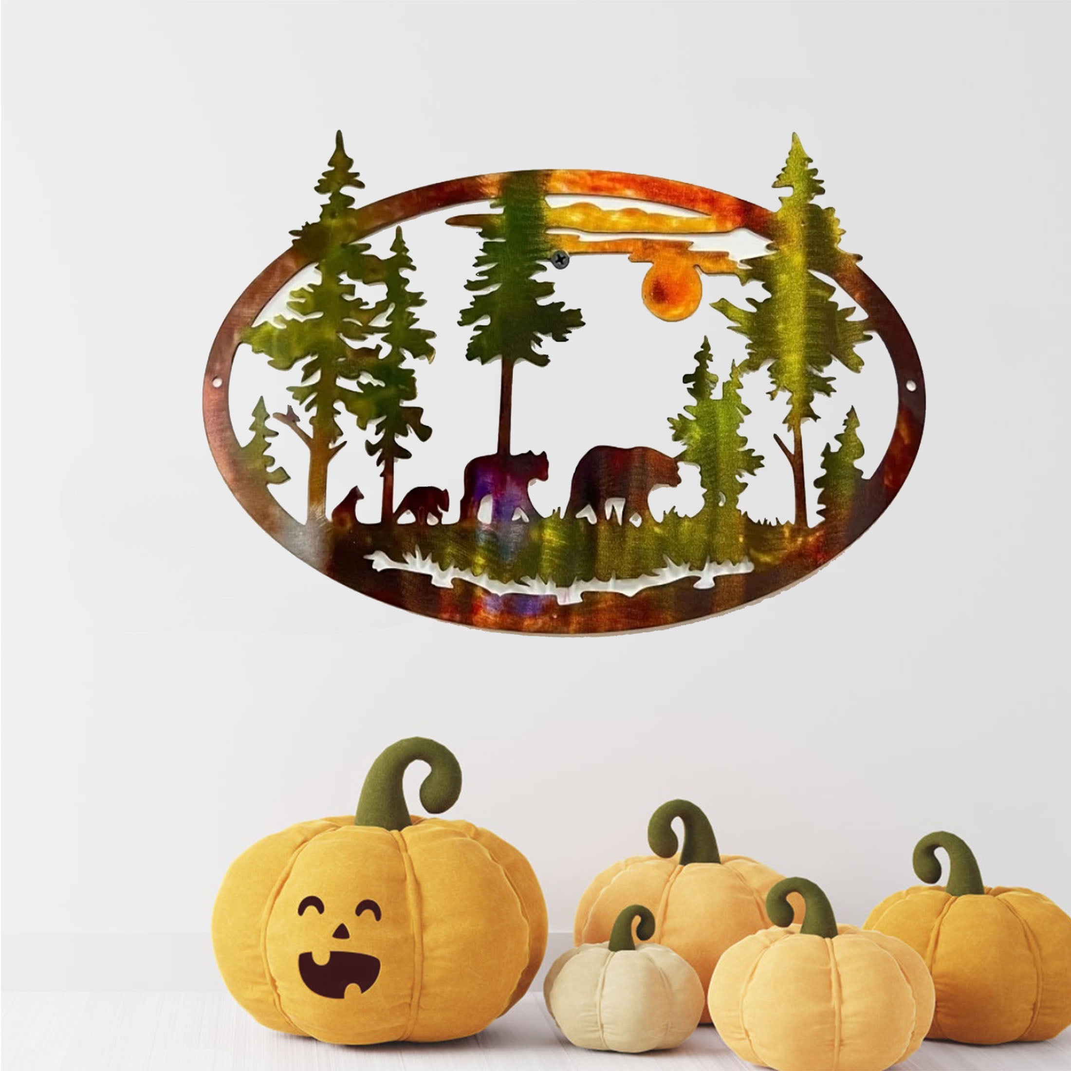11.81in/14.96in Colorful Metal Art Deers/Bears Wall Decoration Home DecorChristmas Deer Bear Christmas Gift Scene Decoration Iron Crafts Ornaments Hangings