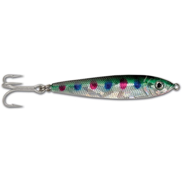 Jigfish Lure, 3" 1 1/2 oz, Sz 4 Treble Hook, Black/Green/Silver