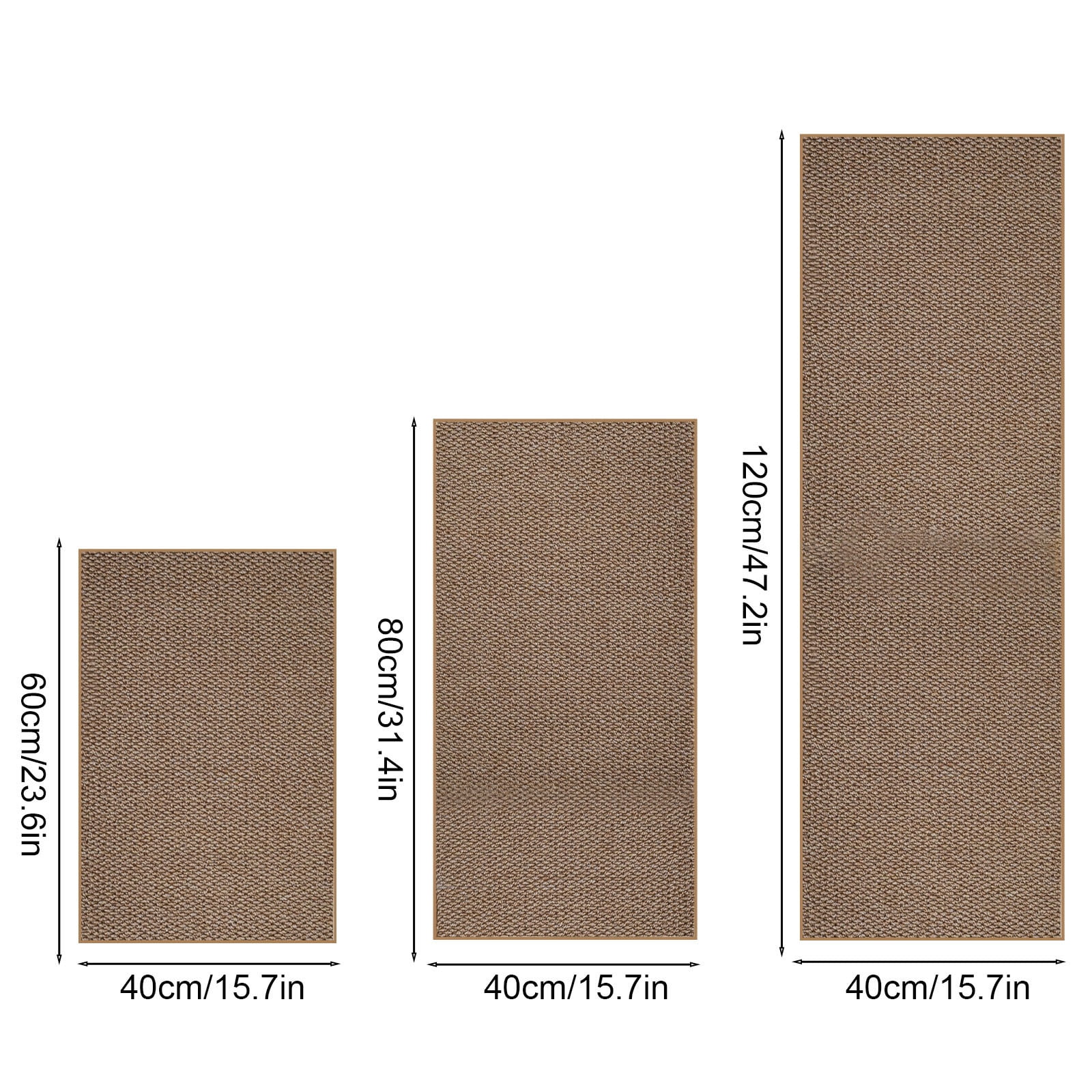 CQCYD Jute Burlap Rug Trio, Non Slip Indoor Outdoor Doormats, Thick Comfortable Kitchen Office Mats, Easy Clean Oil Resistant Entryway Rugs