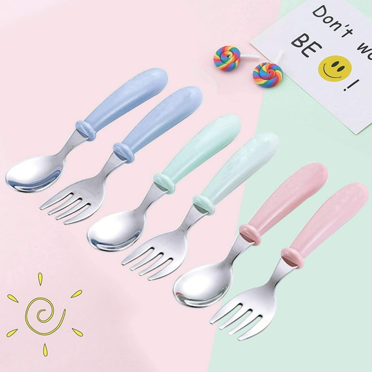  6 Pieces Toddler Utensils Kids Silverware Baby Forks and Spoons  Set, Stainless Steel Childrens Safe Flatware Metal Kids Cutlery Set with  Round Handle, Dishwasher Safe : Baby