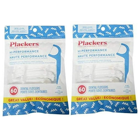 Plackers Hi Performance Fine Flossers 60 X 2 Bags = 120 Total