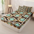 thumbnail image 2 of jejeloiu Tribal Aztec Zipper Twin Comforter Sets with Fitted Sheet and 2 Pillowcases,Geometric Pattern Zipper Bedding Set For Boys,Brown Turquoise,Reversible,4 Pieces, 2 of 7