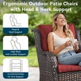 thumbnail image 5 of Gymojoy 6 Piece Wicker Patio Furniture Set, Swivel Rocker Chairs Set of 2 with 2 Ottomans, 3 Seater Sofa and Side Table, All Weather Outdoor Conversation Set for Porch Pool, 5 of 13