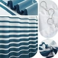 thumbnail image 5 of Blue and White Shower Curtain Stripe Fabric Shower Curtain for Bathroom Modern Striped Shower Curtain Spring Shower Curtain Set Waterproof in Bath 72x72 inches with Curtain Hooks, 5 of 6