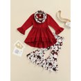 thumbnail image 2 of Faithtur Girls 3 Pieces Outfit Solid Color Tops + Pants + Neckerchief, 2 of 7