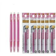 Pilot FriXion Ball Slim 038 Retractable Erasable Gel Ink Pen, Extra Fine Point 0.38mm, Pink Ink, 3 Pens & 6 Refills Value Set
