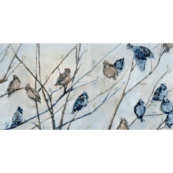 Marmont Hill Circle of Birds Canvas Wall Art, 12" x 24"