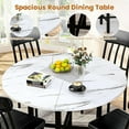 thumbnail image 5 of LinkRomat Round Dining Table Set for 4, Modern Dining Room Sets with 4 Faux Leather Chairs, Kitchen Dinner Faux Marble Table & Chair Set for Small Space, White, 5 of 10