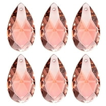 Uxcell K9 Crystal Pendants Teardrop Beads, 6 Pack 38mm Chandelier Prisms Parts Hanging Beads DIY Lamp for Arts Crafts Decoration, Light Red