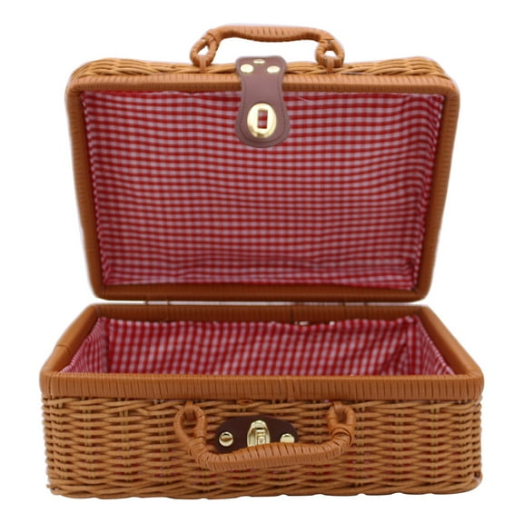 Necvior Woven Rattan Suitcase with Handle and Lid Handy Traveling Storage Container
