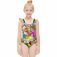 thumbnail image 3 of Adventure Time Girls Swimsuit Ruffle One-piece Beachwear Kids Cute Swimwear Summer Bathing Suit 6-7Y（110cm）, 3 of 8