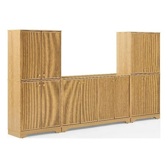 Naomi 3-Piece Sideboard And Pantry Set White Oak - Sideboard & 2 Pantries