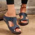 thumbnail image 4 of Womens Wedge Sandals Orthopedic Sandals with Arch Support Women Wedge Sandals Comfortable Walking Sandals Cushion Footbed Platform Sandals Dressy Summer Slip on Sandals Casual Beach Shoes Blue 5.5, 4 of 6