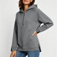 thumbnail image 4 of Yeaiivve Womens Side Slit Hoodie Quarter Zip Raglan Long Sleeve Pullovers Comfy Lightweight Fall Hoodies Daily Casual Hooded Tops XXL, 4 of 8