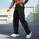 thumbnail image 5 of Pantalones largos para hombre, color liso, informales, con bolsillos, ropa de trabajo, pantalones rectos con botones y cintura para exteriores, pantalones de poliéster para hombre, 5 of 6
