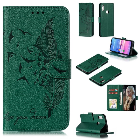 Feather Pattern Litchi Texture Horizontal Flip Leather Case with Wallet & Holder & Card Slots