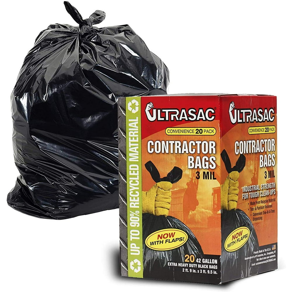 Contractor Bags by UltraSac 42 Gallon (20 PACK /w FLAP TIES), 2 ft. 9 in. x 3 ft. 9.5 in 3