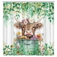 thumbnail image 5 of Mint Green Shower Curtain, Boho Plant Eucalyptus Leaves Floral Funny Highland Cow Bath Curtain, Farmhouse Animals Bathroom Accessories Botanical for Bathroom Curtain Set with Hooks, 72X72in, 5 of 5
