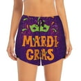 thumbnail image 2 of Xecao's Mardi Gras2 for a double-layer running short for women, perfect for gym, tennis, and more, featuring a convenient pocket., 2 of 9