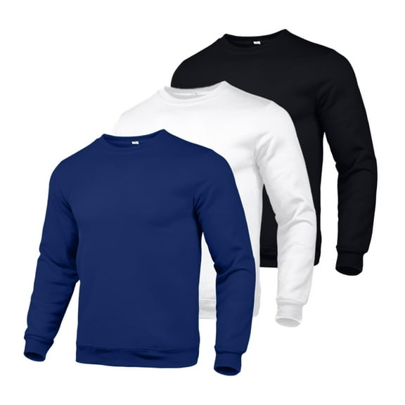 Zimjoy 3 Pack Mens Cotton Sweatshirt Big and Tall XL-5XL Basic Casual Loose Hoodies Basic Sweatshirts Long Sleeve Elastic Cuff and Hem Cozy Pullover Sweatshirts, Mix_E 2XL