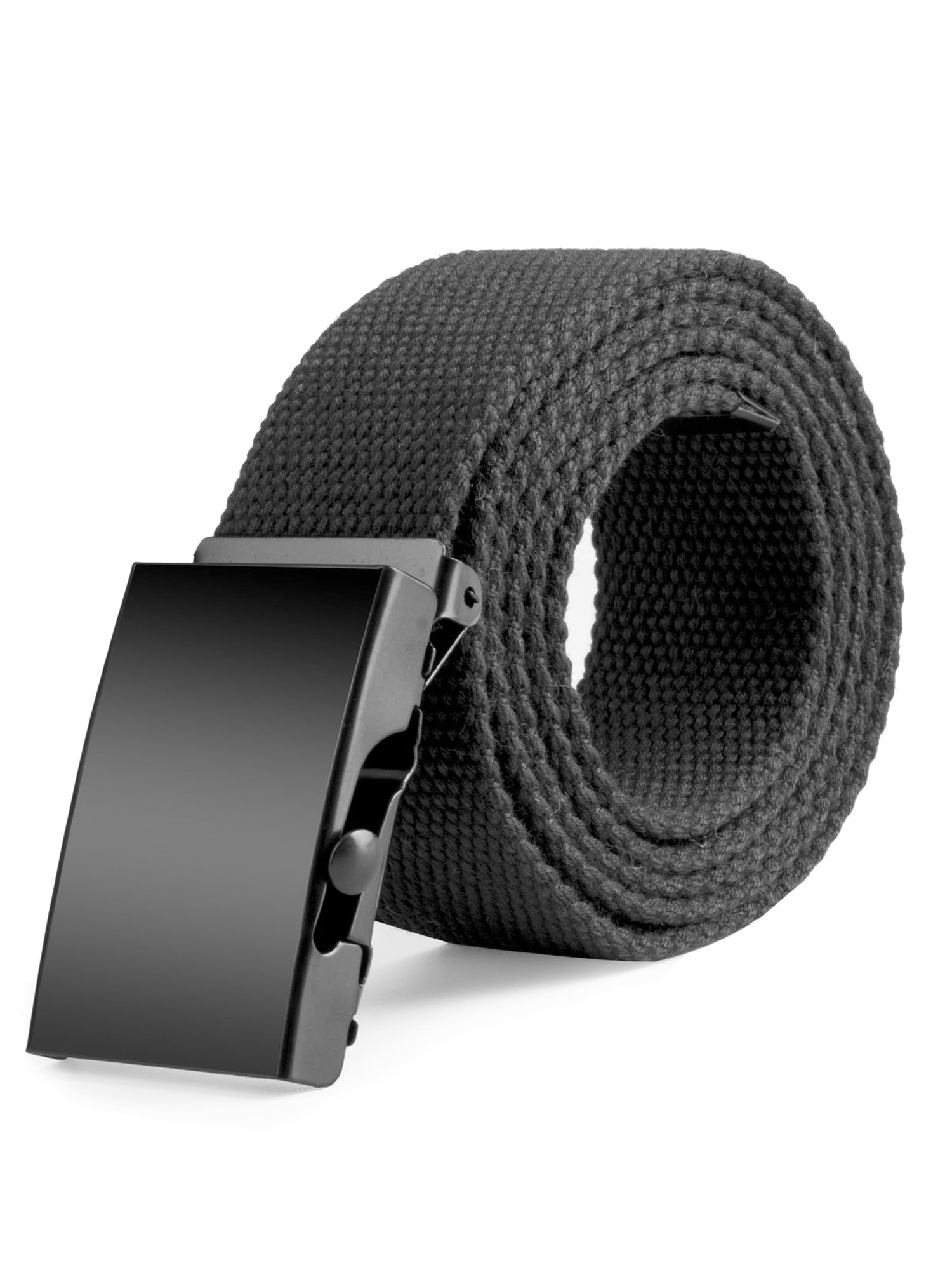 Musuos Outdoor Plain Canvas Military  Belt Solid Black Metal Roller