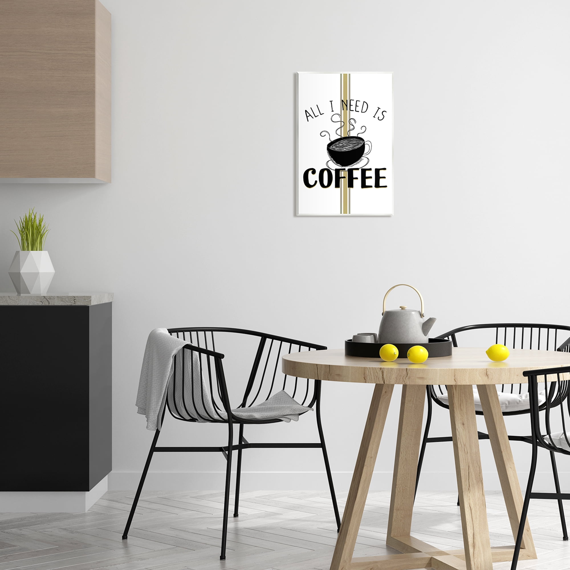 Stupell Industries Coffee Phrase with Bistro Stripe Food & Beverage Painting Unframed Art Print Wall Art, 13 x 19