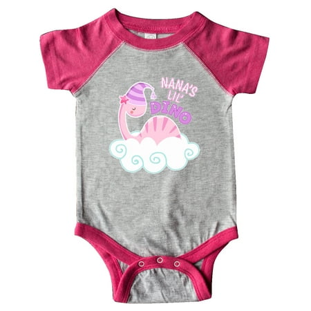 

Inktastic Nana s Lil Dino with Cute Pink Baby Dinosaur Gift Baby Boy or Baby Girl Bodysuit