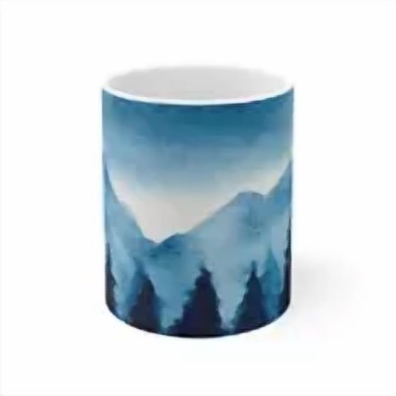 Blue Mountain Landscape Coffee Ceramic Mug 11Oz