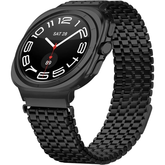 REOQ Magnetic Metal Band Compatible for Samsung Galaxy Watch Ultra 47mm (2024), Business Stainless Steel Replacement Strap for Men