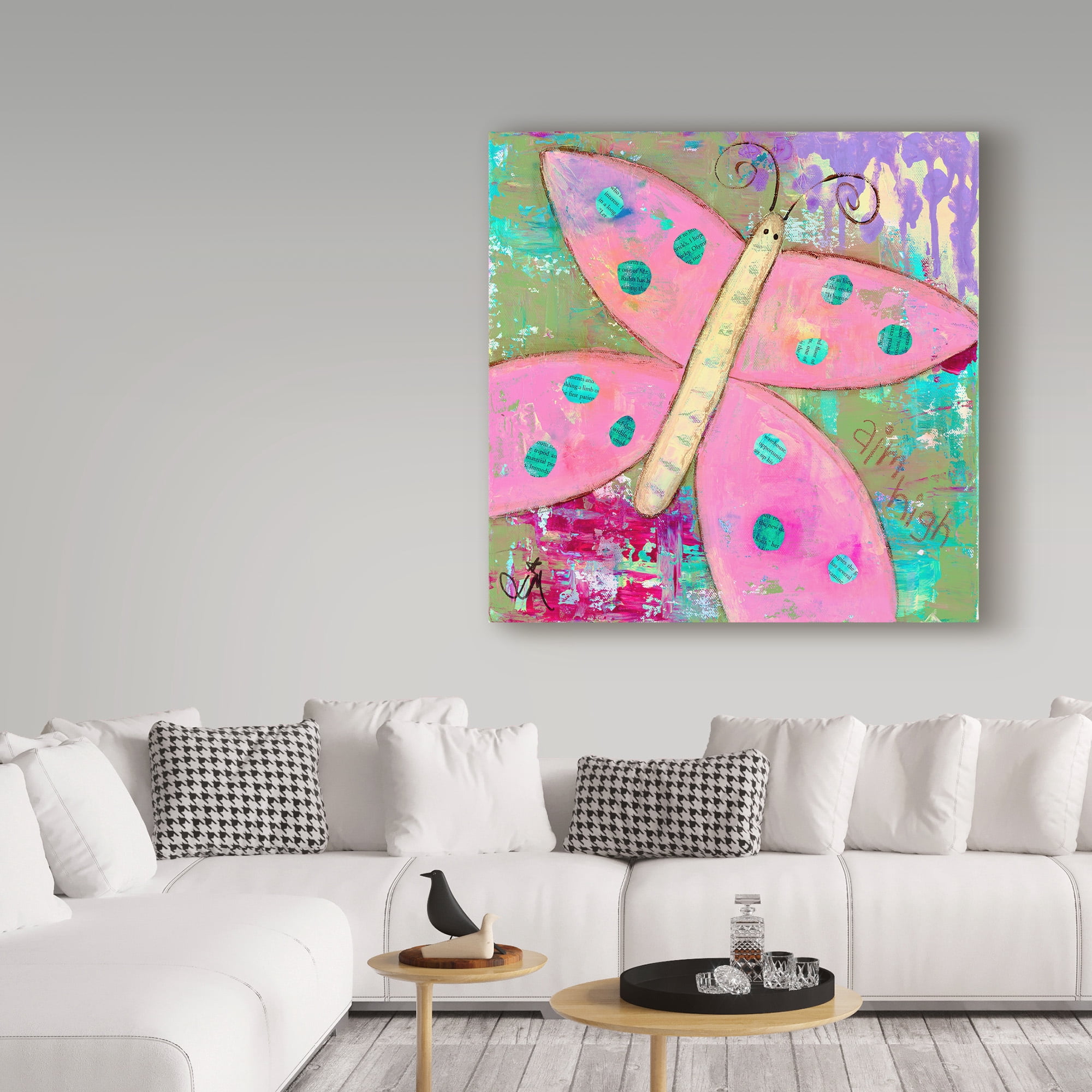 Trademark Fine Art 'Pink Butterfly' Canvas Art by Jennifer McCully