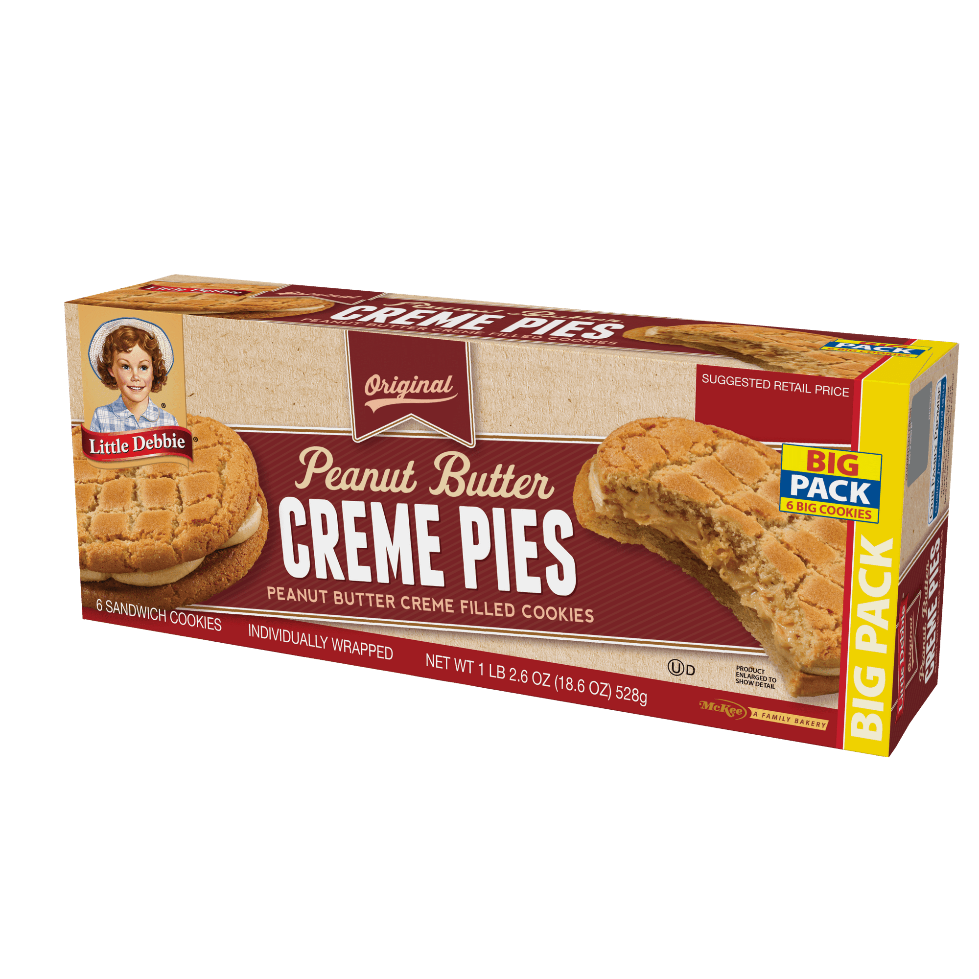 2 X - Little Debbie Big Pack Peanut Butter Creme Pies, 18.6 oz