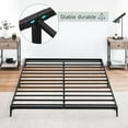 thumbnail image 5 of Homhougo Metal Queen Bed Frame, 6 Inch Queen Size Low Platform Bed Frames, Heavy Duty Mattress Foundation, No Box Spring Needed, Easy Assembly & Strong Bearing Capacity, Matter Black, 5 of 8