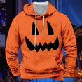 thumbnail image 2 of Hoodies for Men Halloween Pumpkin Pullover Long Sleeve Hooded Sweatshirt Casual Fall Winter Daily Wear Loose Comfortable Mens Sweatshirts Orange XL, 2 of 3