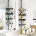 thumbnail image 7 of Corner Shower Caddy - 4-Tier Shower Caddy Tension Pole with 2 Removable Soap holders Bathroom Shampoo Holder for Bathtub & Corner, Black, Floor to Ceiling 25-114.2 inch, 7 of 7