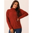 thumbnail image 2 of DARING DIVA Turtleneck Sweater Long Sleeve Knitted Pullover Basic M Red, 2 of 5