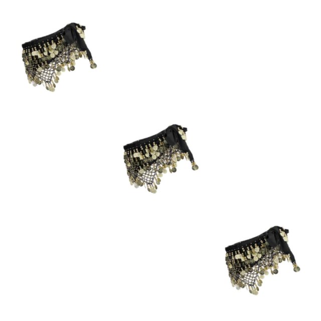 Thinsony Beautiful Belly Dance Waist Chain Intricate Black Gold 3Set