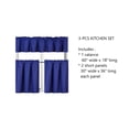 thumbnail image 3 of Juego de 3 cortinas opacas para cocina K33, color azul rey, con bolsillo para barra para baño, ventana corta, decoración del hogar, dos (2) paneles de lino + una (1) cenefa a juego., 3 of 5