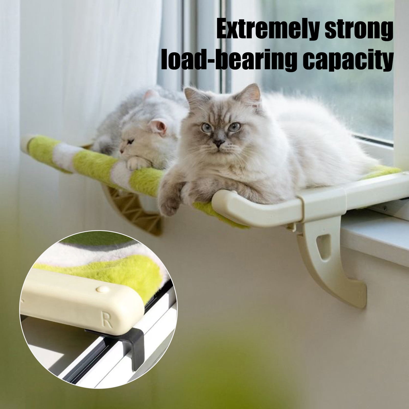 YIFAEUX Cat Hammock Bed Adjustable Bedside Hammock Purr Loft Cats No Drilling Window Perch Cat Bed with Removable Washable Cover for Indoor Cats
