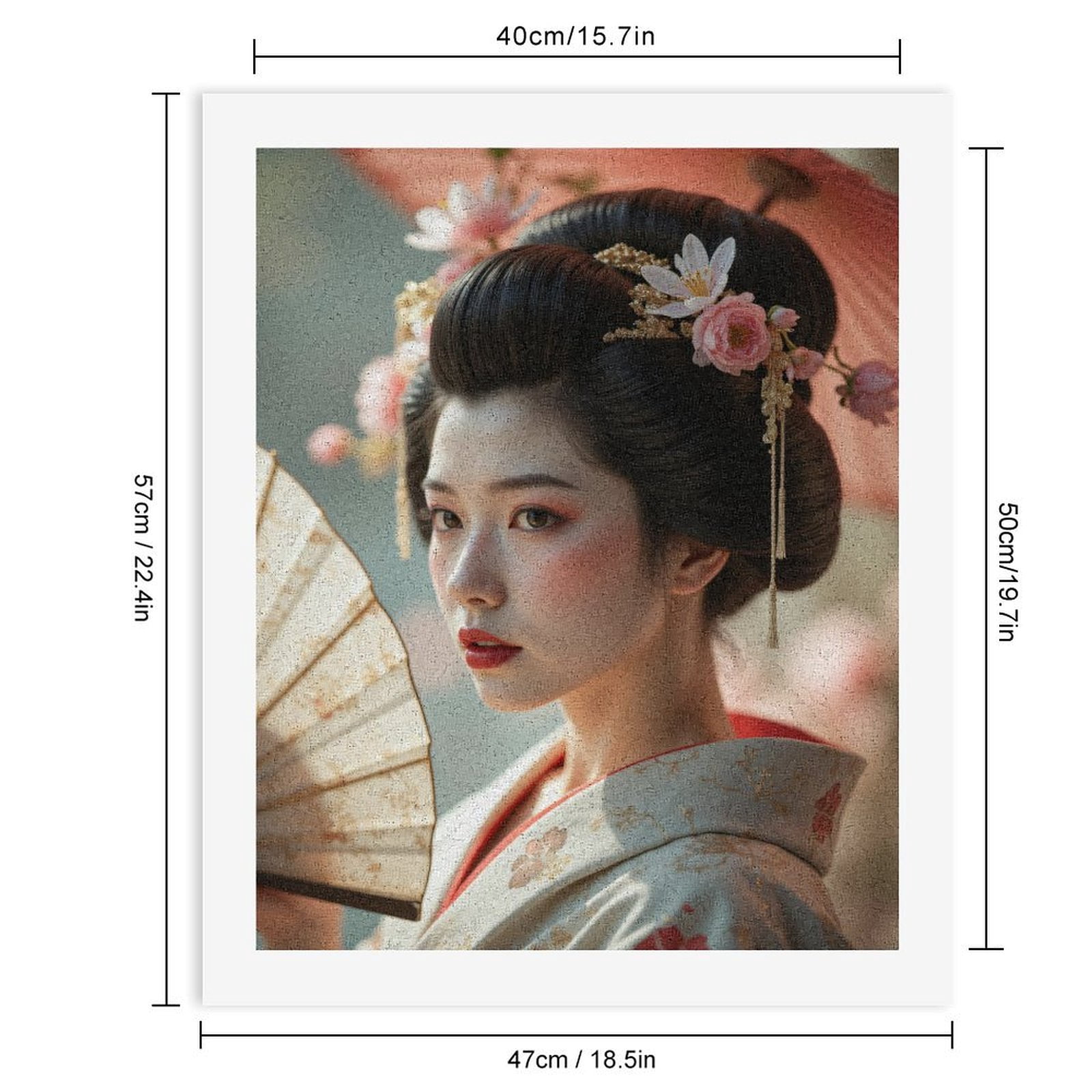 Paint by Numbers Kit for Adults, Geisha Portrait Fan Blossoms Paint by Numbers, Easy Paint by Numbers Kit for Adults Beginner, DIY Adult Paint by Number Kits on Canvas, 12x16in Home Decor