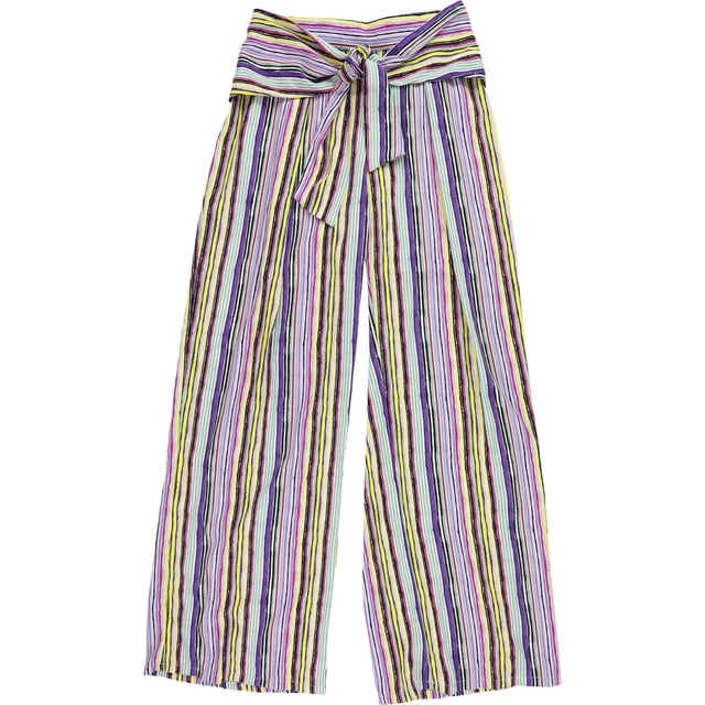 bar III Pantalones anchos casuales a rayas para mujer, Morado, XX-Pequeño