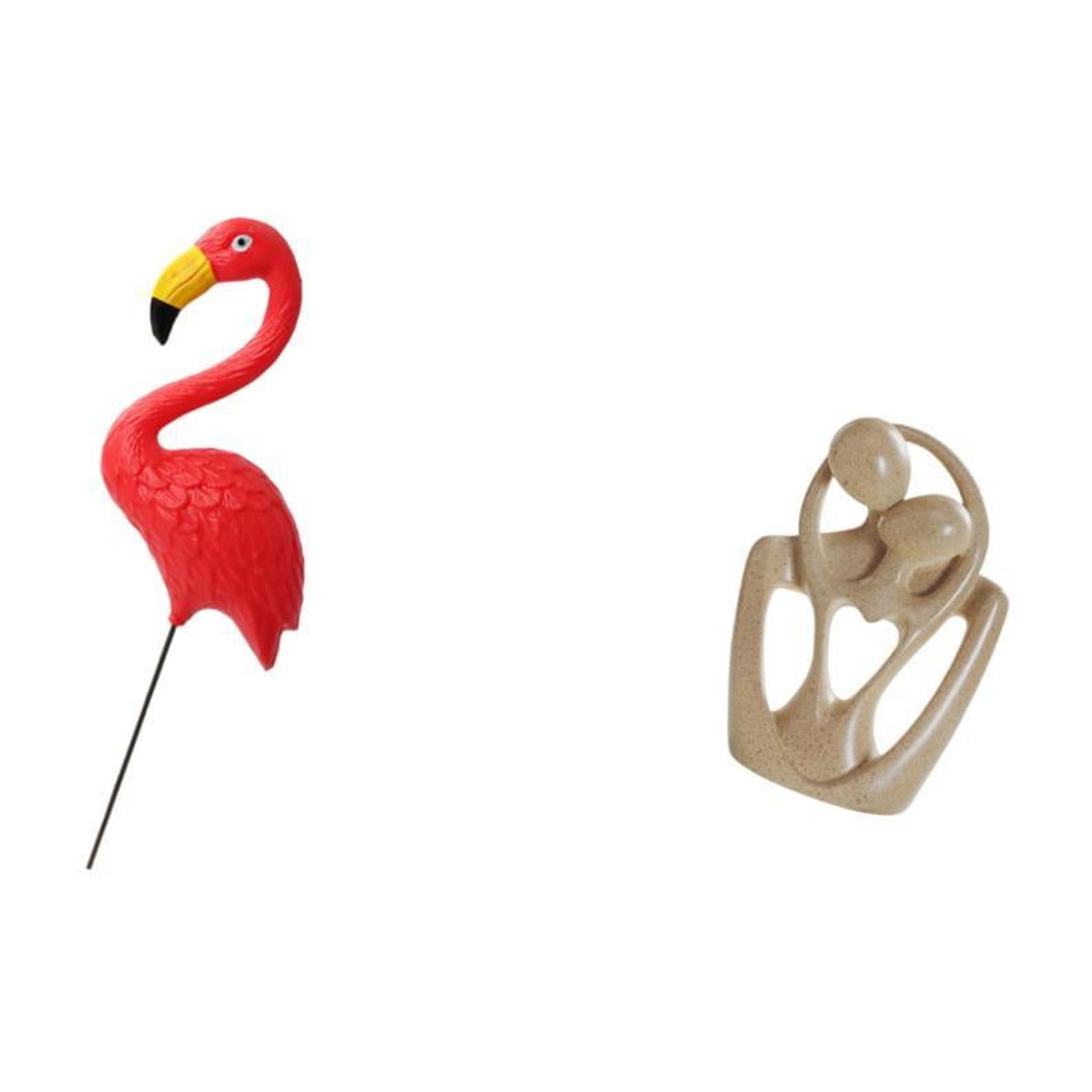 Dualoai Flamingo Fairy Garden Ornament Sculpture for Spring Holiday Creative Resin Abstract Couple Figurine Yard Art Bookcase Cafe Desktop Decorations Birthday Gift