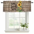 thumbnail image 2 of Sunflower Bee Valances for Windows, Decorative Rod Pocket Window Valance Curtains, Farmhouse Country Wooden Plank Brown Short Curtain Drapes for Kitchen/Bathroom/Living Room, 2 Panels, 60" W x 18" L, 2 of 8