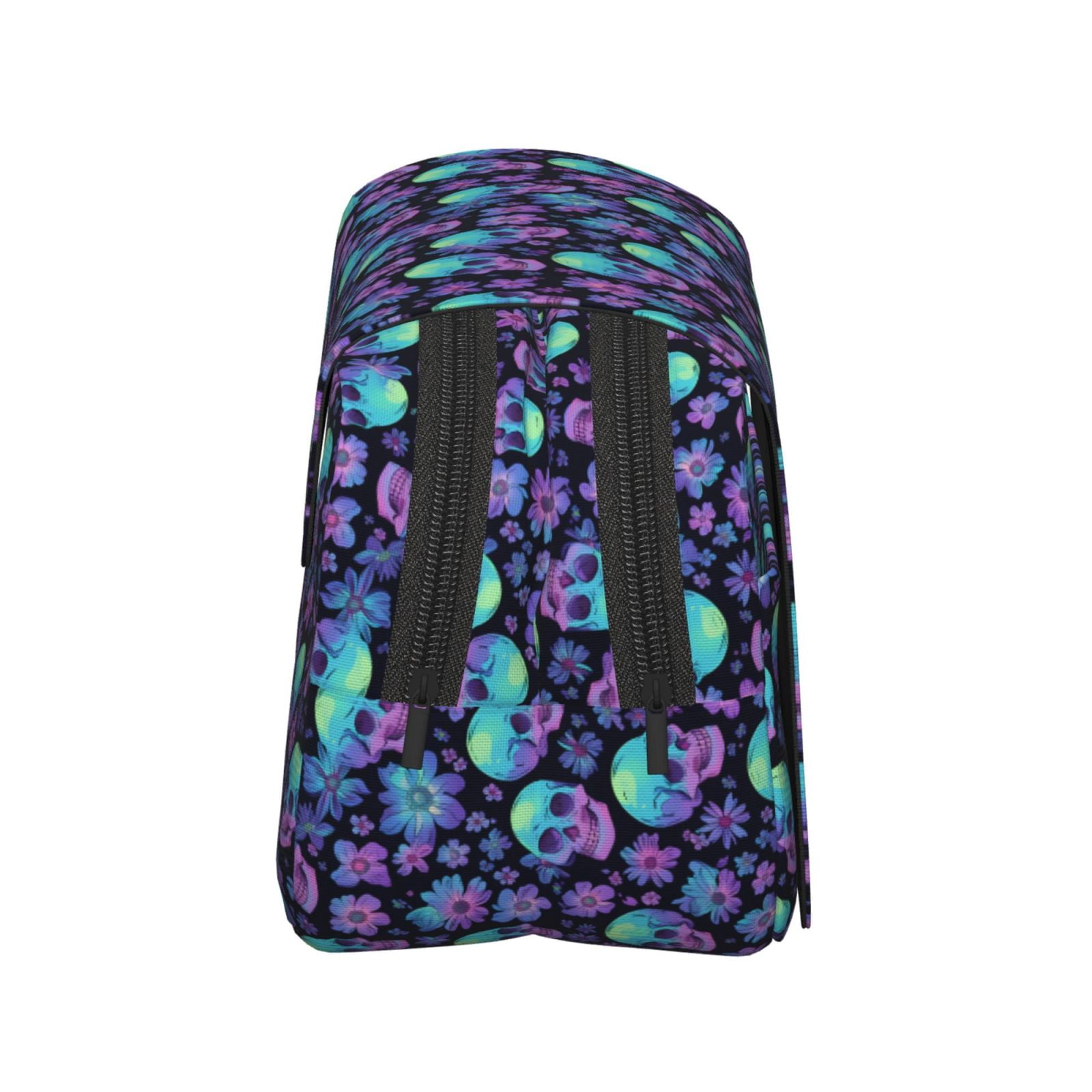 Rateoe Skull daisy Gradient Pattern Double Clamshell Pen Case, Storage Organizer with Two Zipper Compartments– Holds Up to 50 Pencils & Pens