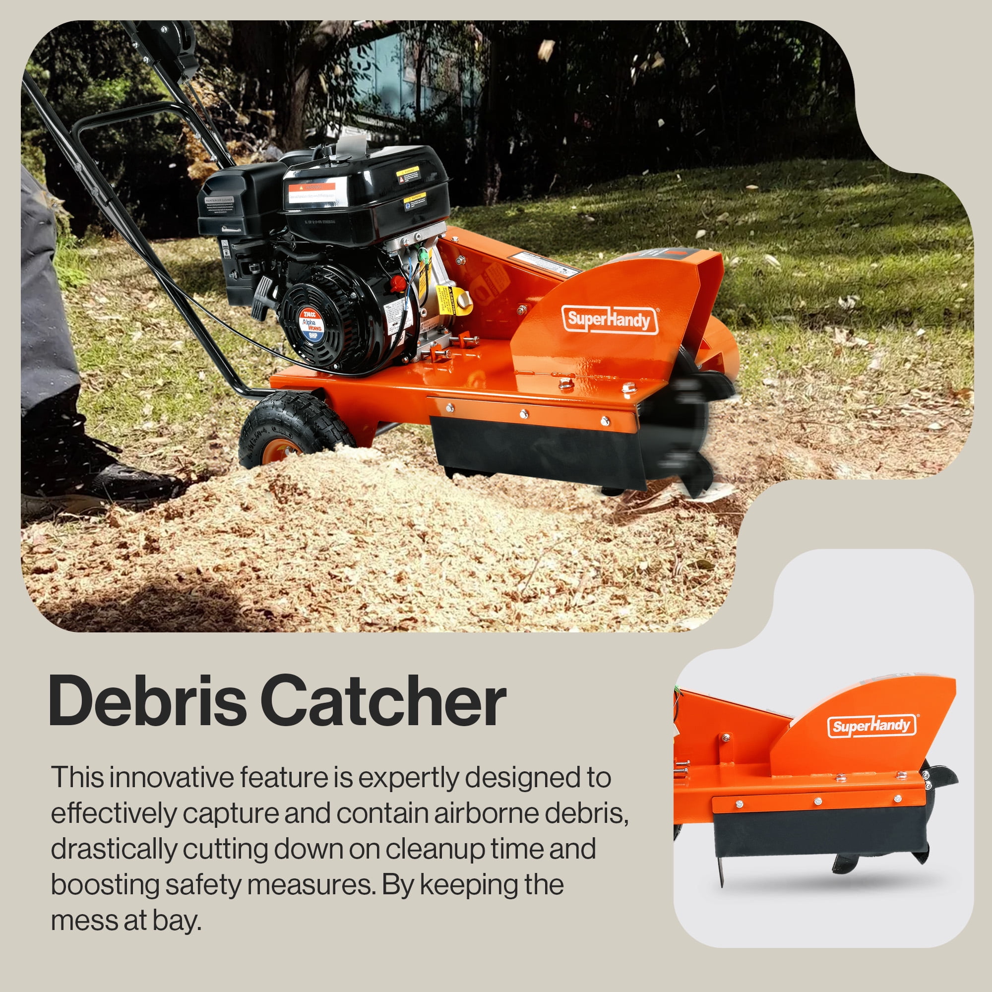 Compact Stump Grinder Pro - 9HP, 12" Cutting Blade, Effortless Stump Removal