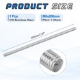 thumbnail image 2 of Uxcell M8x200mm 316 Stainless Steel Fully All Threaded Rod Studs, 1.25mm Pitch, 2 of 6