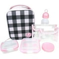 thumbnail image 1 of 7-Piece Lunch Bag Kit, Black and Pink Checkered, 1 of 4